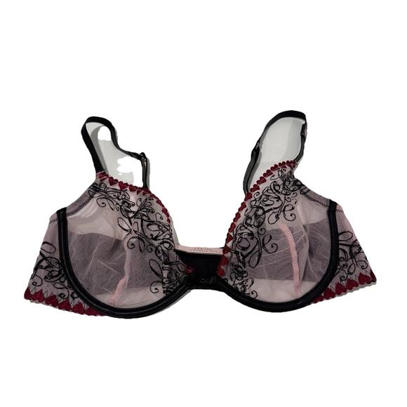 VICTORIAS SECRET VERY SEXY LOVE LETTERS EMBROIDERED UNLINED LOW CUT DEMI BRA 36C - Picture 1 of 6